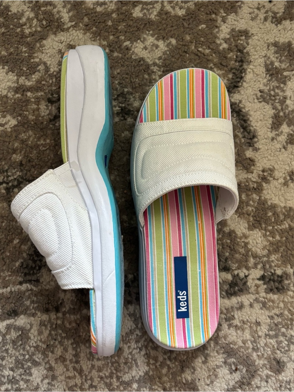 Keds Womens White Cotton Beach Travel Comfort Slide Sandals Size 9.6 - Picture 5 of 13